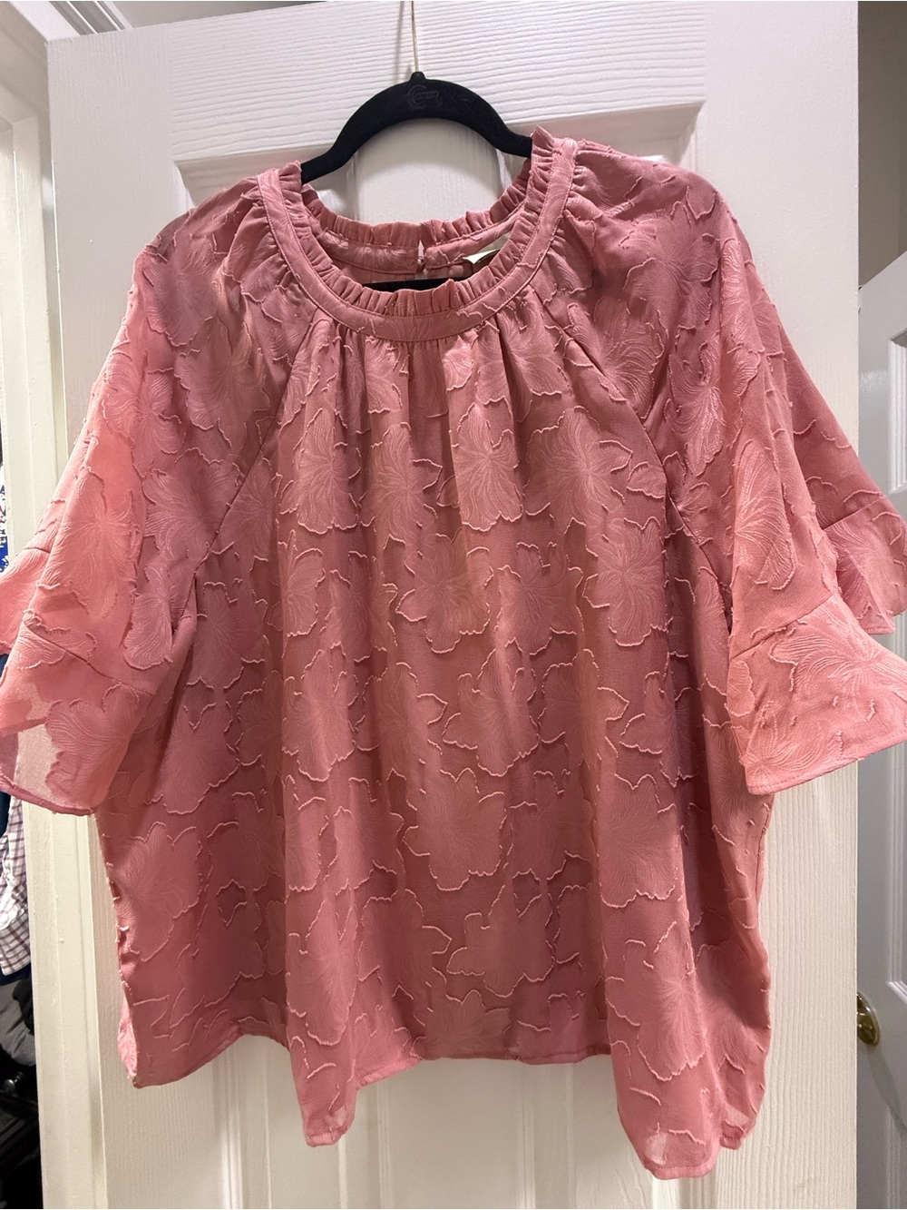 LOFT Dusty Rose Textured Short Sleeve Blouse